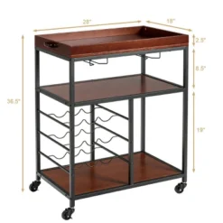 Costway 3 Tier Kitchen Trolley Utility Cart W/Wine Rack & Glass Holder -Furniture Haven Shop GUEST 80c9ae32 cd2a 4e4a bda8 d3b5453ca656