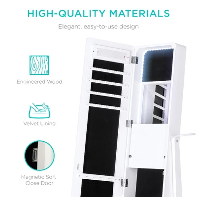 Best Choice Products Full Length LED Mirrored Jewelry Storage Organizer Cabinet W/ Interior & Exterior Lights 4 Best Choice Products Full Length LED Mirrored Jewelry Storage Organizer Cabinet W/ Interior & Exterior Lights - Image 4