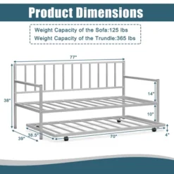 Costway Twin Metal Daybed With Roll Out Trundle Heavy Duty Frame Sofa Bed Set 12 Costway Twin Metal Daybed With Roll Out Trundle Heavy Duty Frame Sofa Bed Set -Furniture Haven Shop GUEST 819887a6 c58e 4ae2 91a0 a37fb9368c1b