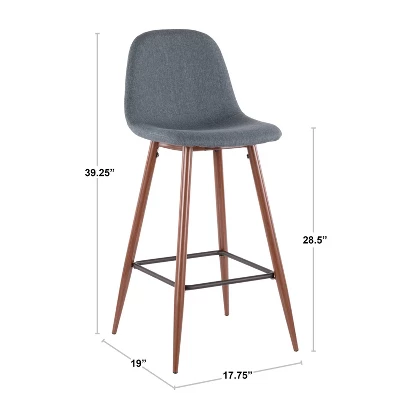 Set Of 2 Pebble Mid-Century Modern Modern Barstools Walnut/Charcoal - LumiSource 10 Set Of 2 Pebble Mid-Century Modern Modern Barstools Walnut/Charcoal - LumiSource - Image 10