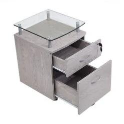 Rolling File Cabinet With Glass Top Gray - Techni Mobili -Furniture Haven Shop GUEST 83202a2a b260 4149 861d a124f902cd88