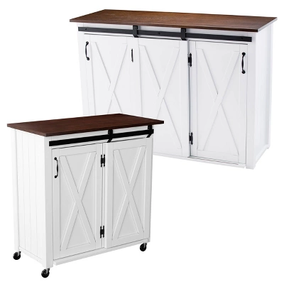 Lashire Barn Door Kitchen Cart Dark Brown/White - Aiden Lane 6 Lashire Barn Door Kitchen Cart Dark Brown/White - Aiden Lane - Image 6