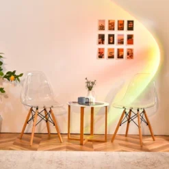 Set Of 4 Dining Chairs Modern Plastic Shell Side Chair W/ Clear Seat & Wood Legs -Furniture Haven Shop GUEST 838aa3eb 19e5 4dd6 90fa 7b1b4f91e0b4