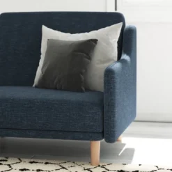 Emma And Oliver Plush Padded Upholstered Split Back Sofa Futon With Smooth Curved Removable Arms And Wooden Legs -Furniture Haven Shop GUEST 83cd44ad 6352 4aa6 a586 2c31f538c776