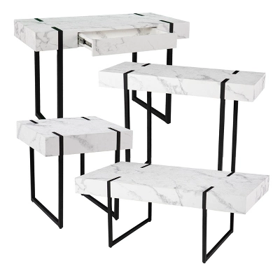 Wennan Modern Faux Marble Desk Black/White - Aiden Lane 10 Wennan Modern Faux Marble Desk Black/White - Aiden Lane - Image 10