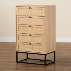 Amelia Wood Rattan 5 Drawer Storage Cabinet Natural Brown/Black - Baxton Studio 15 Amelia Wood Rattan 5 Drawer Storage Cabinet Natural Brown/Black - Baxton Studio -Furniture Haven Shop GUEST 844c9bb9 c354 4038 9776 89de2fe18416
