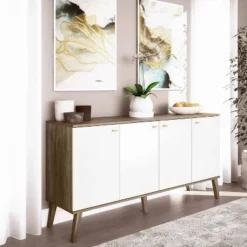 Milo Mid-Century Modern 4 Door Buffet Server - Prepac -Furniture Haven Shop GUEST 84a1528e 1bf9 4945 ab92 0e1b611ae001