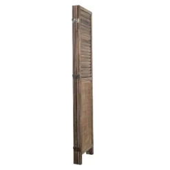 Rancho Shutter 4 Panel Room Divider With Folding Screen Room Partition Paulownia Wood Brown - Proman Products
