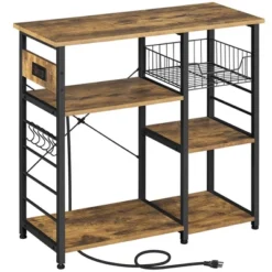 Yaheetech Vintage Kitchen Island Baker's Rack With Power Outlet Utility Microwave Stand -Furniture Haven Shop GUEST 854a9814 926a 46cb b221 f970278fd6df