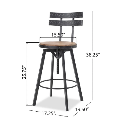 Set Of 2 Alanis Modern Industrial Firwood Adjustable Height Swivel Barstools Natural/Black Brushed Silver - Christopher Knight Home 9 Set Of 2 Alanis Modern Industrial Firwood Adjustable Height Swivel Barstools Natural/Black Brushed Silver - Christopher Knight Home - Image 9