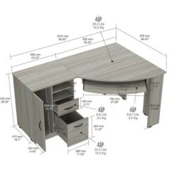 Corner Workcenter Gray - Inval -Furniture Haven Shop GUEST 875c24d0 20a4 4433 b3a8 533fb7906534