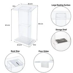 Lectern With Shelf Clear Acrylic - Hampden Furnishings -Furniture Haven Shop GUEST 87e2e62e 34bc 43b5 b711 959b5fadf175