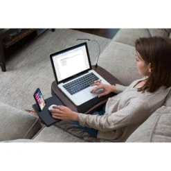 Sofia + Sam Multi Tasking Memory Foam Lap Desk With USB Light ( Brown Wood Top) -Furniture Haven Shop GUEST 884705fe 94ef 452a a3ff 15770f00eabd