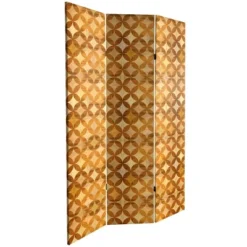 6" Double Sided Japanese Wood Pattern Canvas Room Divider Brown - Oriental Furniture -Furniture Haven Shop GUEST 88b98ef9 e722 4b31 a34e 8bb0a3b6bd74