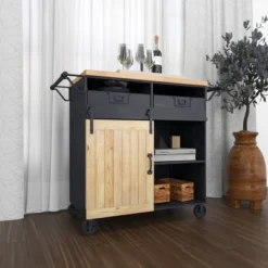 Industrial Rolling Cart Black - Olivia & May -Furniture Haven Shop GUEST 88bdf5a7 d986 47d3 9725 55e17c6e4b80