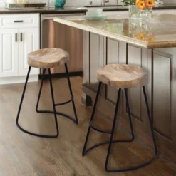Wooden Saddle Seat Barstool Brown And Black - The Urban Port -Furniture Haven Shop GUEST 898036fd 5589 43da ba80 2e0b38fda638