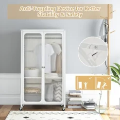Costway Storage Wardrobe Cabinet Mobile Armoire Closet With Hanging Rod & Adjustable Shelf 15 Costway Storage Wardrobe Cabinet Mobile Armoire Closet With Hanging Rod & Adjustable Shelf -Furniture Haven Shop GUEST 89b809cb 7c9a 4b12 bd2b 45d2a56f7541