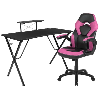 Flash Furniture Gaming Desk And Racing Chair Set With Cup Holder, Headphone Hook, And Monitor/Smartphone Stand 14 Flash Furniture Gaming Desk And Racing Chair Set With Cup Holder, Headphone Hook, And Monitor/Smartphone Stand - Image 14
