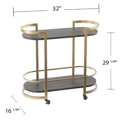 Lyflon Rolling Bar Cart Black/Gold - Aiden Lane 9 Lyflon Rolling Bar Cart Black/Gold - Aiden Lane - Image 9