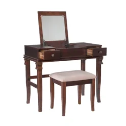 Home Angela Vanity Set Walnut - Linon -Furniture Haven Shop GUEST 8b016f2e 47ac 4307 bae4 ea4192769592