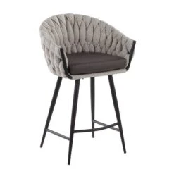 26" Braided Matisse Counter Height Barstool With Faux Leather And Fabric - LumiSource -Furniture Haven Shop GUEST 8bd74d34 8b16 4b6e 949b 6d5fc8592be3
