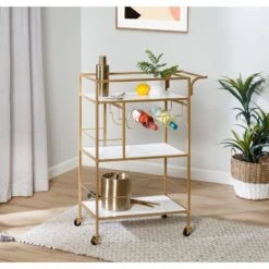 Honey-Can-Do 3 Tier Bar Cart Gold/White -Furniture Haven Shop GUEST 8c732ef9 902a 4a23 b5d0 43287a20afbd
