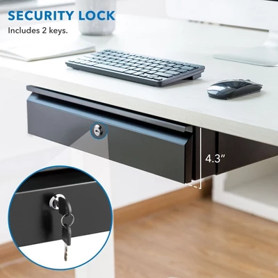 Mount-It! Under Desk Pull-Out Drawer With Lock And 2 Keys Included | Mounts To Desktops Tables And Workbenches Over 0.71 Inches Thick | Matte Black 1 Mount-It! Under Desk Pull-Out Drawer With Lock And 2 Keys Included | Mounts To Desktops Tables And Workbenches Over 0.71 Inches Thick | Matte Black