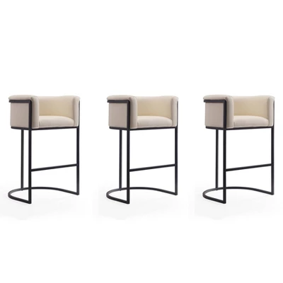 Set Of 3 Cosmopolitan Upholstered Metal Barstools - Manhattan Comfort 8 Set Of 3 Cosmopolitan Upholstered Metal Barstools - Manhattan Comfort - Image 8