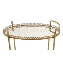 Oval Mirror Rolling Bar Cart Gold - Olivia & May -Furniture Haven Shop GUEST 8d0233ee 42ba 4e94 868b 43cb044e3e9e