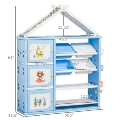 Qaba Kids Toy Storage Organizer With 4 Bins, Storage Cabinets, Bookshelf And 4-Layers Toy Collection Shelves -Furniture Haven Shop GUEST 8dba2ed2 8a87 4474 9aa1 194c4d856705