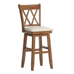 29" South Hill Double X Back Wood Swivel Height Barstool - Inspire Q -Furniture Haven Shop GUEST 8e995074 3102 4fe2 9a5b 5a73fbdd1a49