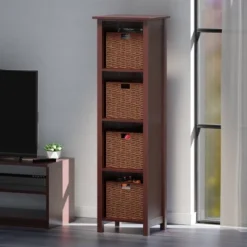 55.98" 5pc Milan Storage Shelf With Baskets Walnut - Winsome 27 55.98" 5pc Milan Storage Shelf With Baskets Walnut - Winsome -Furniture Haven Shop GUEST 8ebcfef3 c695 4649 95cf 559391a72be8