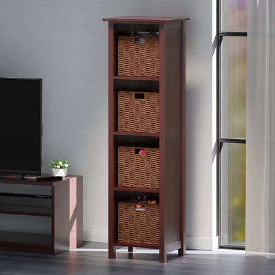 55.98" 5pc Milan Storage Shelf With Baskets Walnut - Winsome 14 55.98" 5pc Milan Storage Shelf With Baskets Walnut - Winsome - Image 14