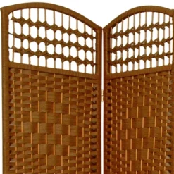5 1/2 Ft. Tall Fiber Weave Room Divider - Dark Beige (5 Panel)