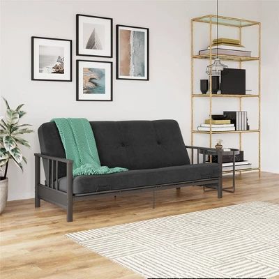 Full Anders Metal Arm Futon With 6" Microfiber Mattress - Room & Joy 2 Full Anders Metal Arm Futon With 6" Microfiber Mattress - Room & Joy - Image 2