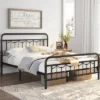 Yaheetech Metal Platform Bed Frame With Vintage Headboard And Footboard