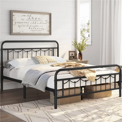 Yaheetech Metal Platform Bed Frame With Vintage Headboard And Footboard 1 Yaheetech Metal Platform Bed Frame With Vintage Headboard And Footboard