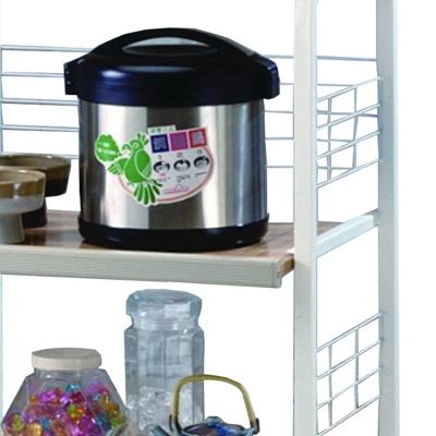 Commodious Kitchen Shelf On Casters White - Benzara 2 Commodious Kitchen Shelf On Casters White - Benzara - Image 2