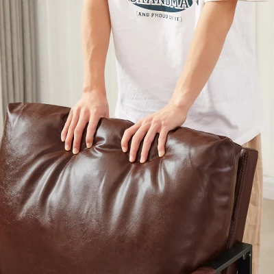 PU Leather Metal Frame Armchair With Non-slip Adsorption Feet And Back Cushion - ModernLuxe 4 PU Leather Metal Frame Armchair With Non-slip Adsorption Feet And Back Cushion - ModernLuxe - Image 4