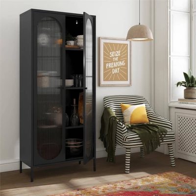 Luna Tall 2 Door Accent Cabinet With Fluted Glass - Mr. Kate 2 Luna Tall 2 Door Accent Cabinet With Fluted Glass - Mr. Kate - Image 2