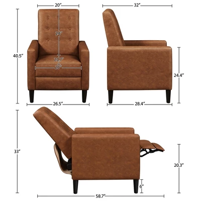 Yaheetech Faux Leather Recliner Sofa With Pocket Spring Brown 2 Yaheetech Faux Leather Recliner Sofa With Pocket Spring Brown - Image 2
