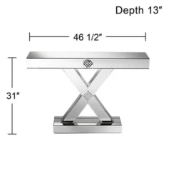 Studio 55D Modern Mirrored Rectangular Console Table 46 1/2" X 13" Silver Glass Mosaic X-Frame For Living Room Home House Entryway 14 Studio 55D Modern Mirrored Rectangular Console Table 46 1/2" X 13" Silver Glass Mosaic X-Frame For Living Room Home House Entryway -Furniture Haven Shop GUEST 91f2eed1 c3e6 456d 9154 88d464bb27b0