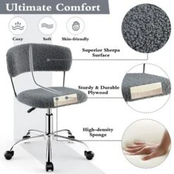 Costway Computer Desk Chair Adjustable Faux Fur Office Chair Swivel Vanity Chair -Furniture Haven Shop GUEST 92112f19 16ae 4a3f a7b9 8e7d7747f6b3