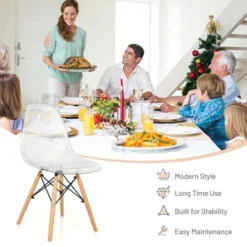 Set Of 4 Dining Chairs Modern Plastic Shell Side Chair W/ Clear Seat & Wood Legs -Furniture Haven Shop GUEST 92ee74a7 999d 4100 8361 c628c3b6e031