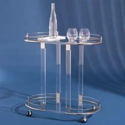 Lennon Acrylic Bar Trolley - Chrome - Safavieh -Furniture Haven Shop GUEST 92faa1ac d22a 477a bf30 1648d1974df5