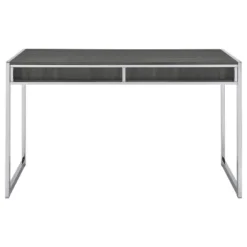 Wallice 2 Drawer Writing Desk With Chrome Base Weathered Gray - Coaster -Furniture Haven Shop GUEST 935164da 7616 4742 ae89 74ae6315084d