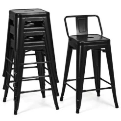 Tangkula Set Of 4 Metal Bar Stools 24" Industrial Chair Low Back Black 14 Tangkula Set Of 4 Metal Bar Stools 24" Industrial Chair Low Back Black -Furniture Haven Shop GUEST 94340ab8 6b0e 4198 9ec8 0942e0ce3be6