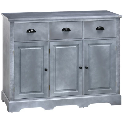 HOMCOM Sideboard Buffet Cabinet With Storage Drawers Adjustable Shelves Countertop Dining Room Cabinet Kitchen Buffet Living Room Furniture Gray 3 HOMCOM Sideboard Buffet Cabinet With Storage Drawers Adjustable Shelves Countertop Dining Room Cabinet Kitchen Buffet Living Room Furniture Gray - Image 3