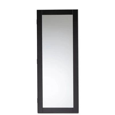 Pontus Wood Wall-Mountable Jewelry Armoire With Mirror - Baxton Studio 3 Pontus Wood Wall-Mountable Jewelry Armoire With Mirror - Baxton Studio - Image 3