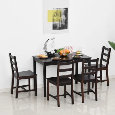 HOMCOM 5 Piece Dining Room Table Set, Wooden Kitchen Table And Chairs For Dinette, Breakfast Nook 2 HOMCOM 5 Piece Dining Room Table Set, Wooden Kitchen Table And Chairs For Dinette, Breakfast Nook - Image 2